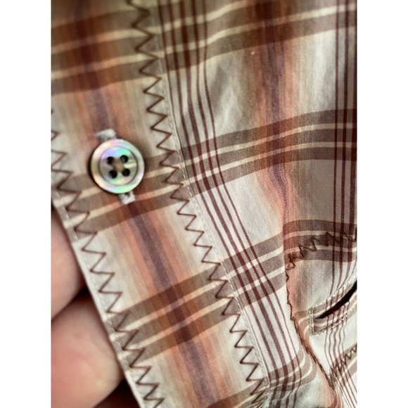 John Varvatos Men’s Long Sleeve XL Rust Red Plaid Button up Western Shirt - Picture 9 of 10